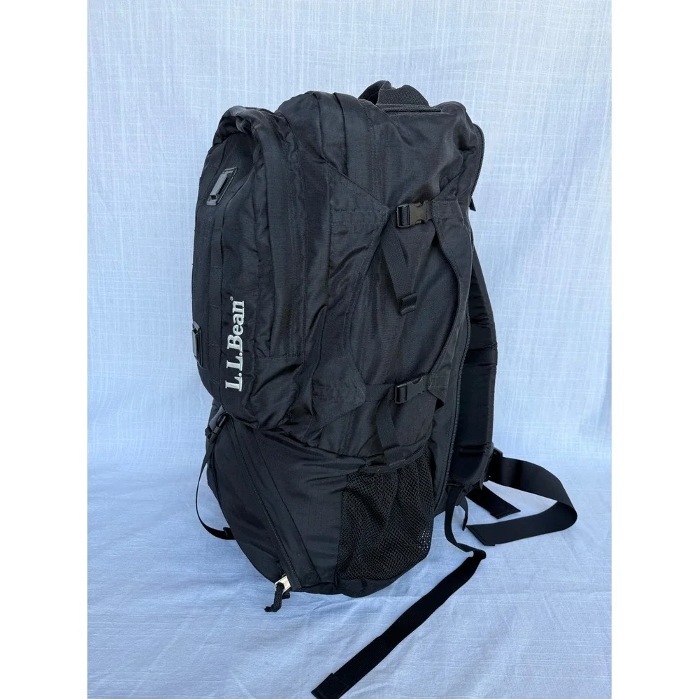 Rare 90s Vintage L.L. Bean Black Travel Hiking Backpack Duffle Internal Frame
